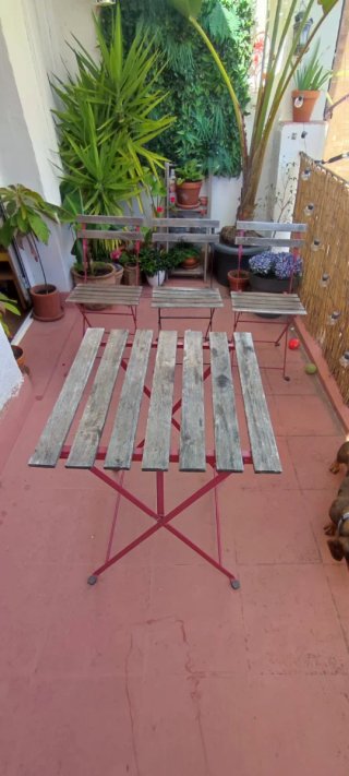 Mesa y 3 Sillas Terraza Plegables