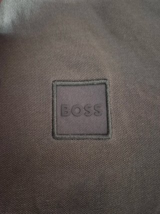 Polo BOSS manga larga verde S
