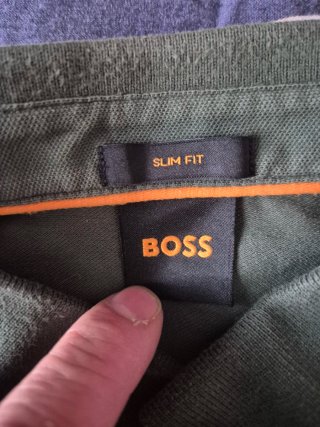 Polo BOSS manga larga verde S