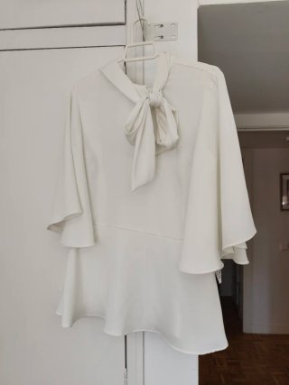 Blusa Zara lazo blanco roto talla única