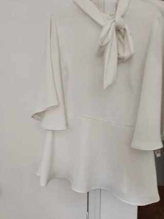 Blusa Zara lazo blanco roto talla única