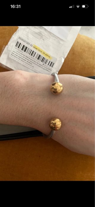 Pulsera Acero Trenzado Bolas Doradas