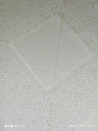 Copriletto Lino  e Macramè Bianco