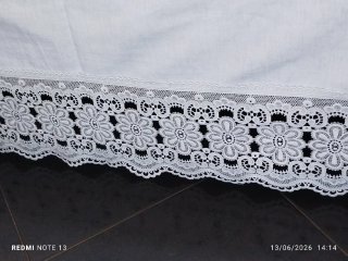 Copriletto Lino  e Macramè Bianco