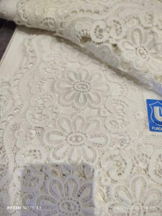 Copriletto Lino  e Macramè Bianco