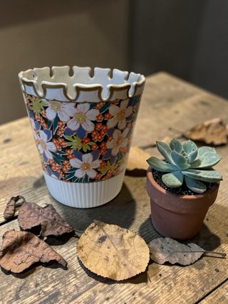 Maceta cerámica flores multicolor Manises