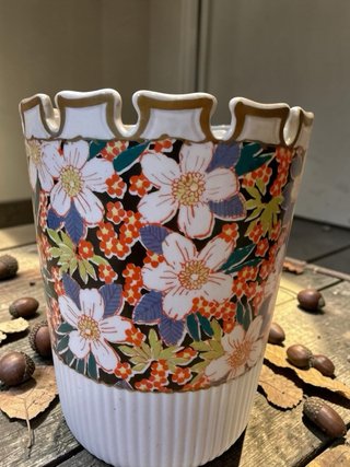 Maceta cerámica flores multicolor Manises