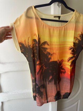 Camiseta Gasa Palmeras Atardecer Talla S