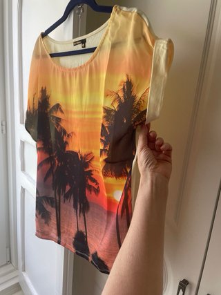 Camiseta Gasa Palmeras Atardecer Talla S