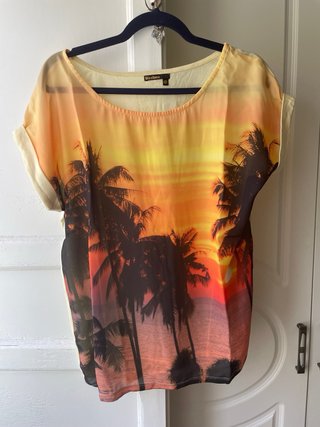 Camiseta Gasa Palmeras Atardecer Talla S