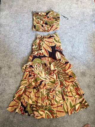 Conjunto Zara estampado hojas