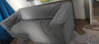 Sofá 2 plazas gris con funda lavable