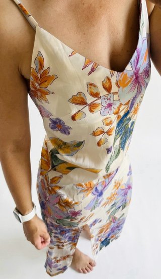 Vestido satinado floral Mango Talla S