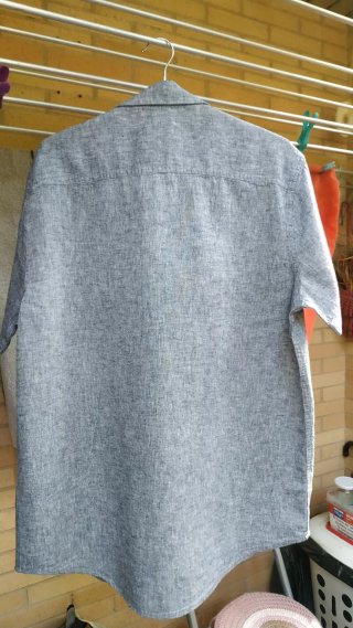 Camisa Gémo Lino/Algodón Manga Corta Gris Talla S