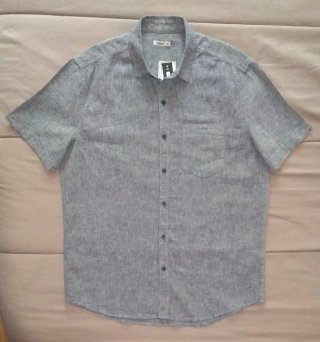 Camisa Gémo Lino/Algodón Manga Corta Gris Talla S