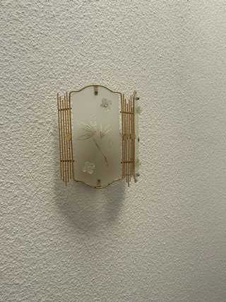 Aplique de pared dorado y cristal