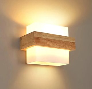 Aplique de pared madera y cristal