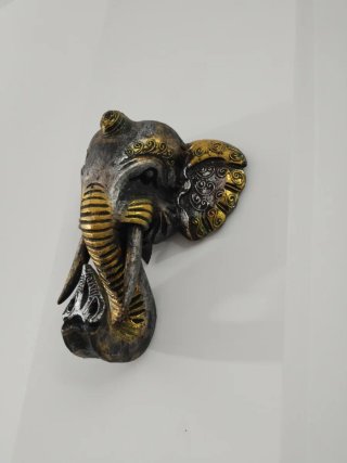 Elefante Decorativo Pared Dorado y Gris