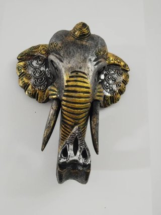 Elefante Decorativo Pared Dorado y Gris