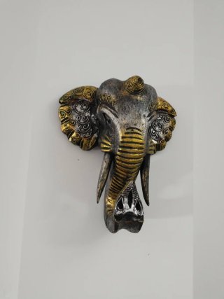 Elefante Decorativo Pared Dorado y Gris