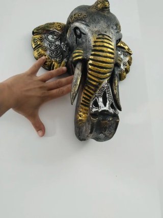 Elefante Decorativo Pared Dorado y Gris
