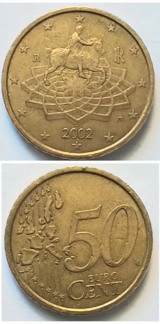 Moneda 50 cent Italia 2002