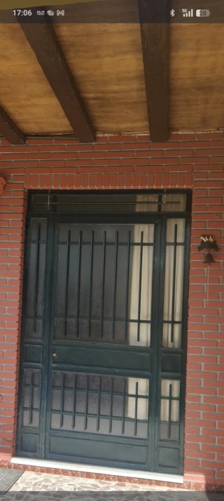 Puerta exterior de metal verde