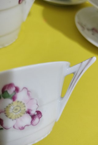 Juego de café Limoges porcelana floral