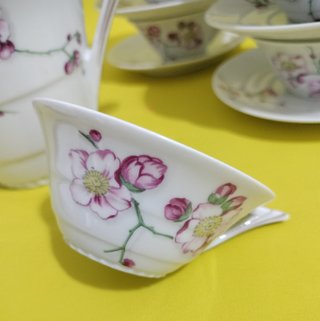 Juego de café Limoges porcelana floral