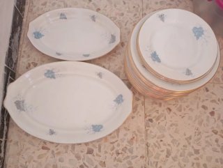Platos de porcelana con borde dorado 22 .Pllasa