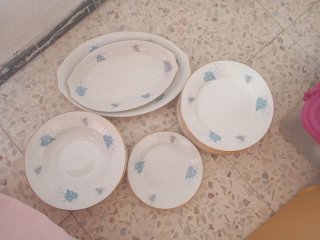 Platos de porcelana con borde dorado 22 .Pllasa
