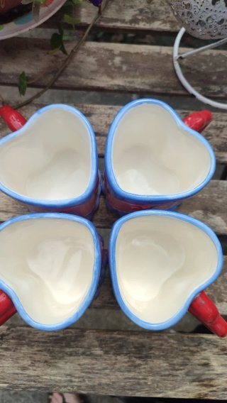 Set 4 Tazze Ceramica Torta Compleanno