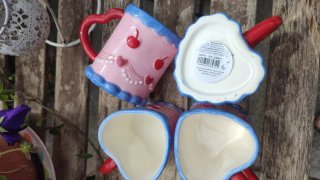 Set 4 Tazze Ceramica Torta Compleanno