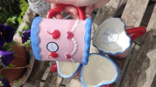 Set 4 Tazze Ceramica Torta Compleanno