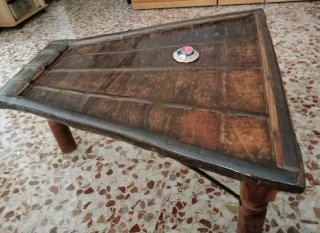 Mesa centro rústica madera y metal