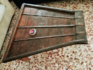Mesa centro rústica madera y metal