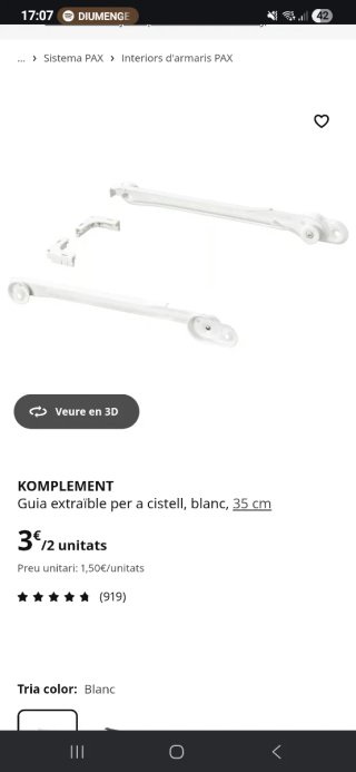 5 Cestas PAX 75x35 con rieles