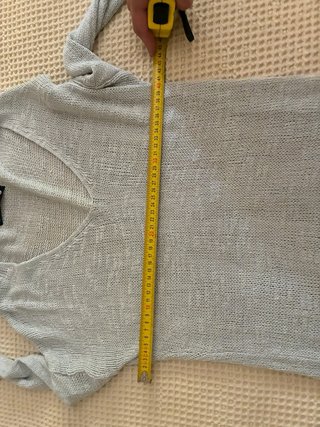 Jersey largo gris tejido fino