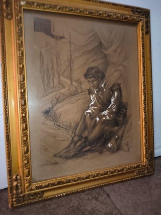Dibujo antiguo enmarcado
