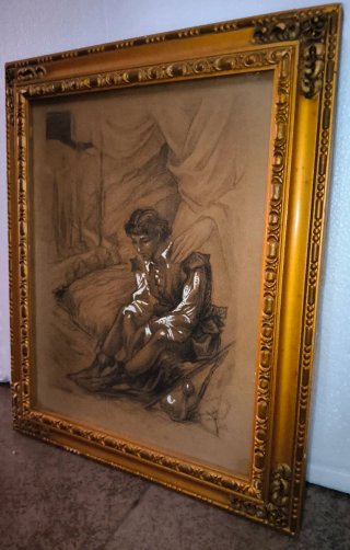 Dibujo antiguo enmarcado