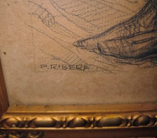 Dibujo antiguo enmarcado