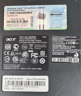 Notebook Acer Aspire 5730Z