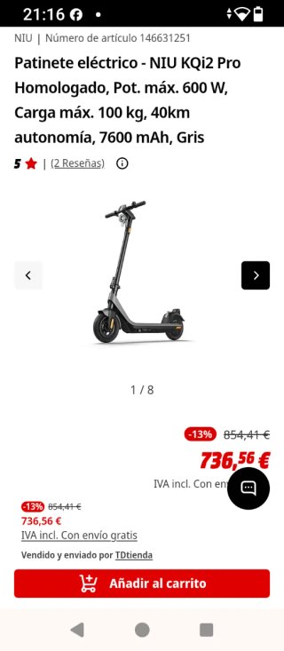 Patín Eléctrico Niu KQi2 Pro