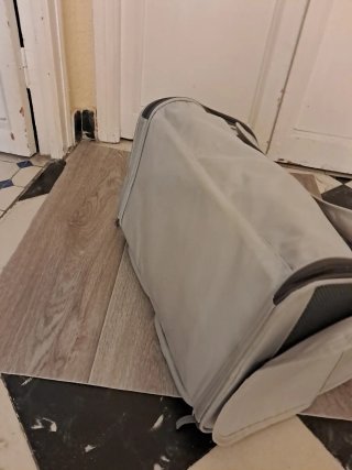 Transportín para mascotas beige y gris