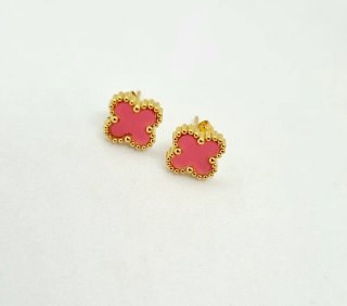 Pendientes Trébol Rosa y Dorado.