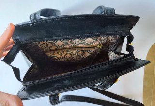 Bolso Piel Negro + Sandalias cuña de Esparto