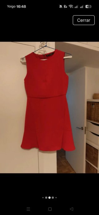 Vestido Zara Rojo Cremallera Volante