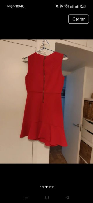 Vestido Zara Rojo Cremallera Volante