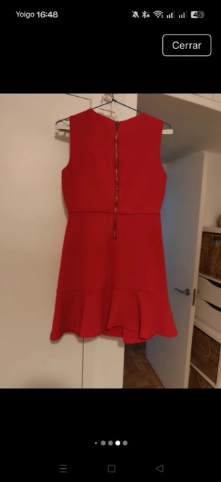 Vestido Zara Rojo Cremallera Volante