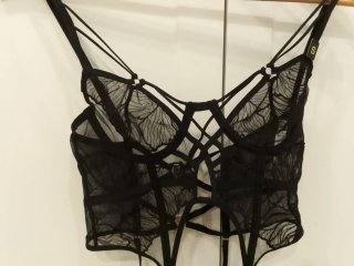 Conjunto lencería negro encaje S